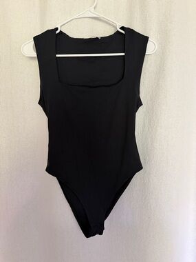 Zara Black Square Neck Sleeveless Bodysuit
